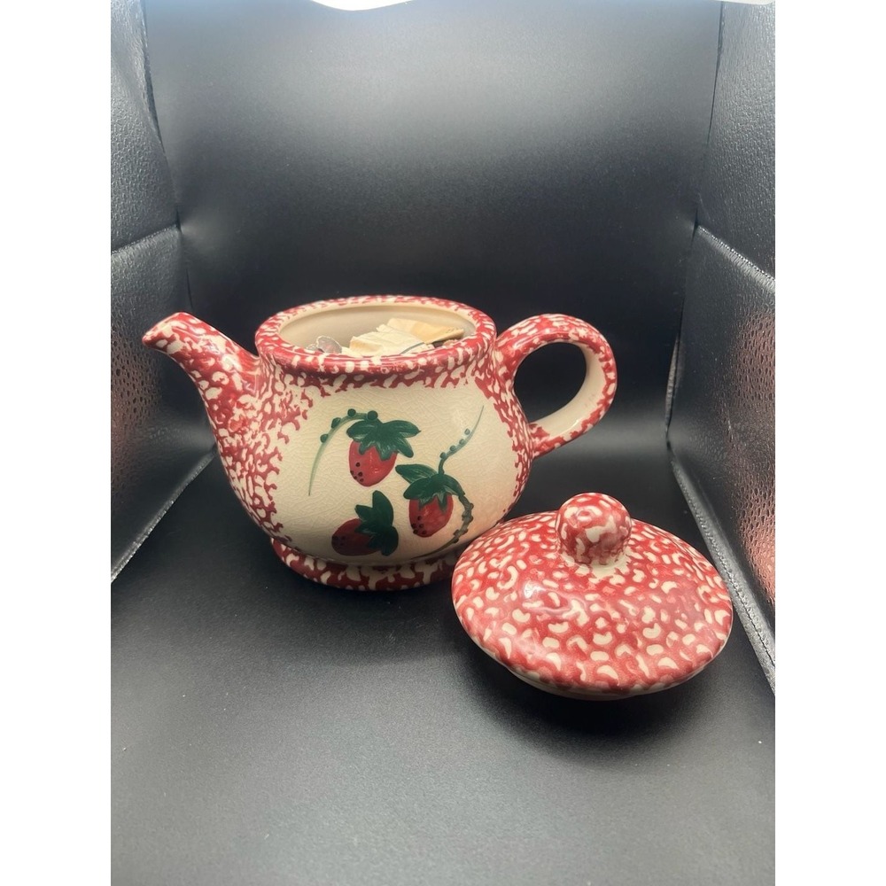 Red And White Strawberry Teapot